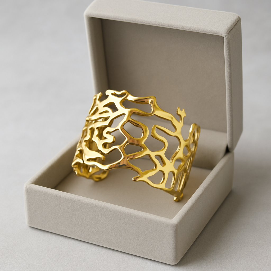 Korean Antitarnish Gold Broad Bracelet (CHJM001)